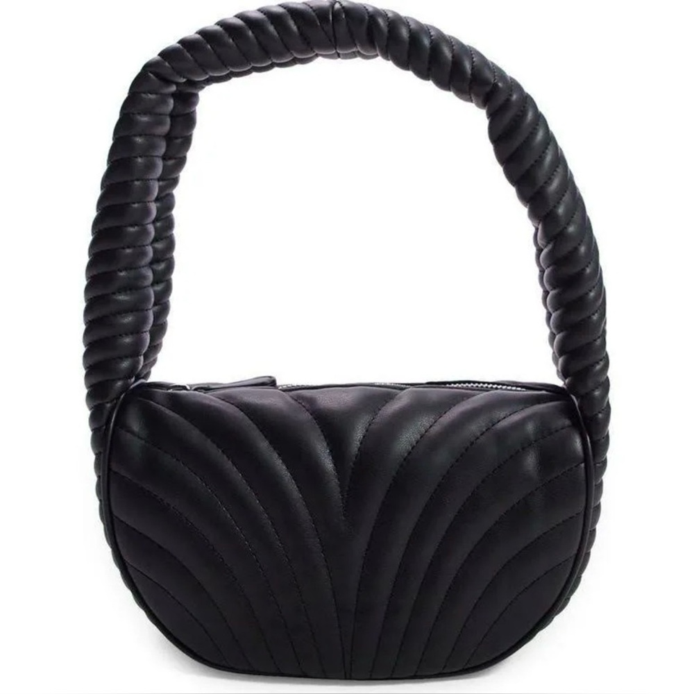 Topshop Genna Quilted Black Faux Leather 90s Y2K Shoulder Bag